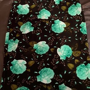LuLaRoe Black and Teal Floral Cassie skirt